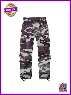 Women's Mid-Rise Cargo Pants Heavy Cotton Straight Leg Tactical Work Trousers